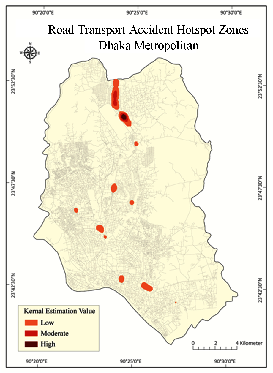 Identification of Urban Traffic Accident Hotspot Zones Using GIS: A Case Study of Dhaka Metropolitan Area