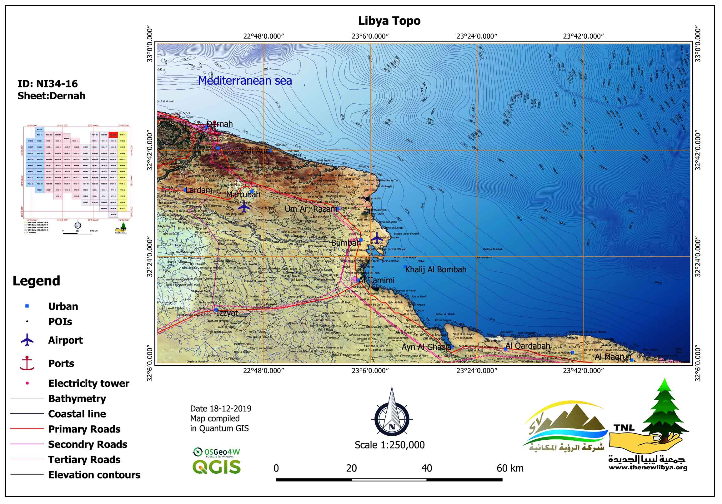 Updating Topographic Maps at Scale 1:250000 for Libyan Territory Using Quantum GIS (QGIS) and Open Geospatial Data: Libya Topo-Project